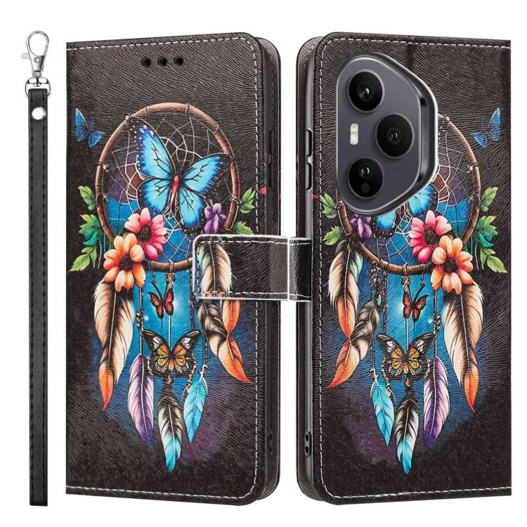 For Honor 400 Pro Global 160.8mm Painted Pattern Vegan Leather Phone Case with Strap