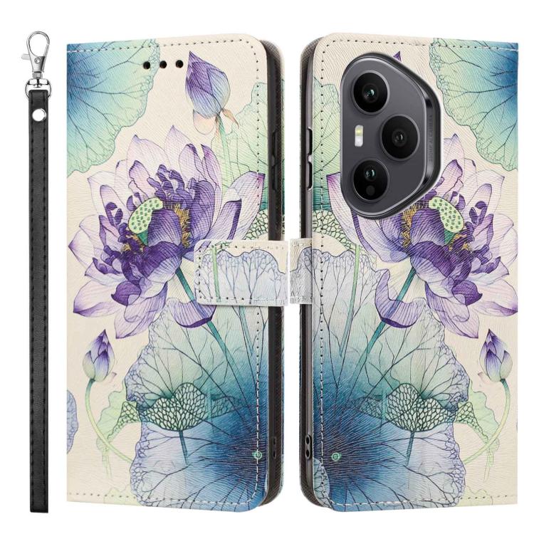 For Honor 400 Pro Global 160.8mm Painted Pattern Vegan Leather Phone Case with Strap