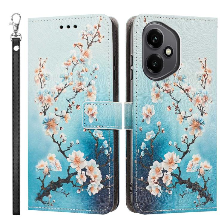 For Honor 400 Global 156.5mm Painted Pattern Vegan Leather Phone Case with Strap