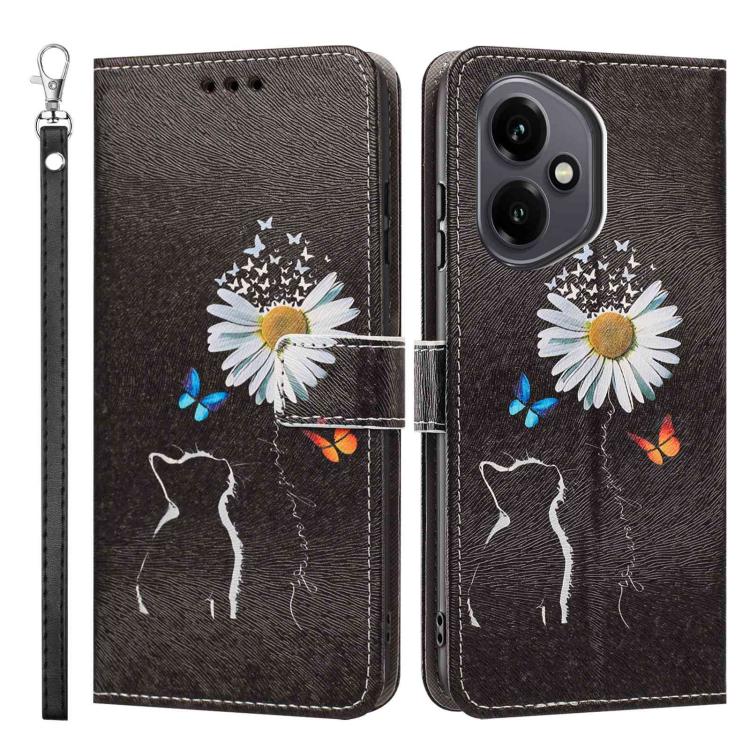 For Honor 400 Global 156.5mm Painted Pattern Vegan Leather Phone Case with Strap