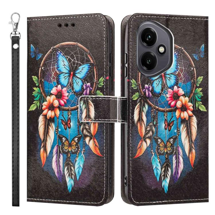 For Honor 400 Global 156.5mm Painted Pattern Vegan Leather Phone Case with Strap