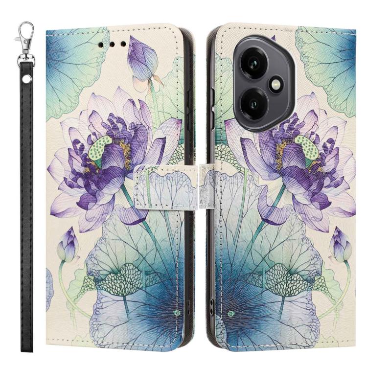For Honor 400 Global 156.5mm Painted Pattern Vegan Leather Phone Case with Strap