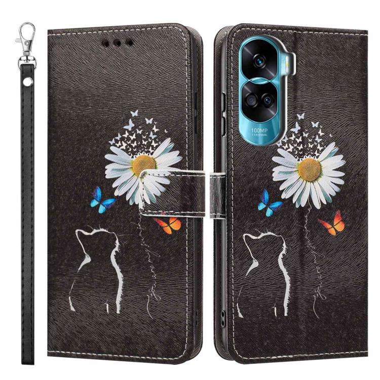For Honor 90 Lite / X50i Painted Pattern Vegan Leather Phone Case with Strap