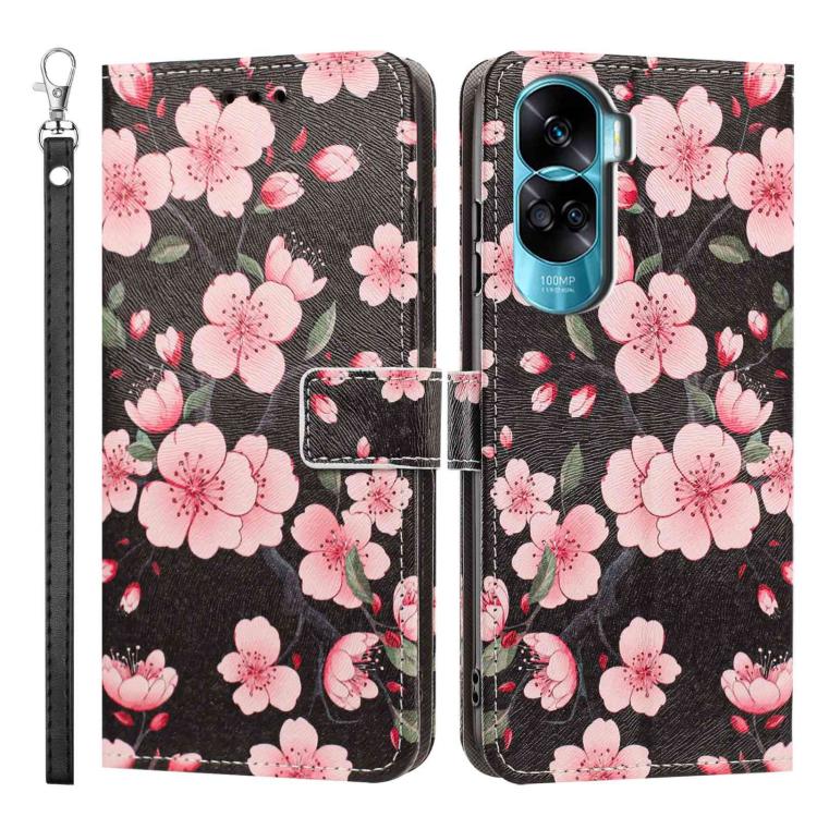 For Honor 90 Lite / X50i Painted Pattern Vegan Leather Phone Case with Strap