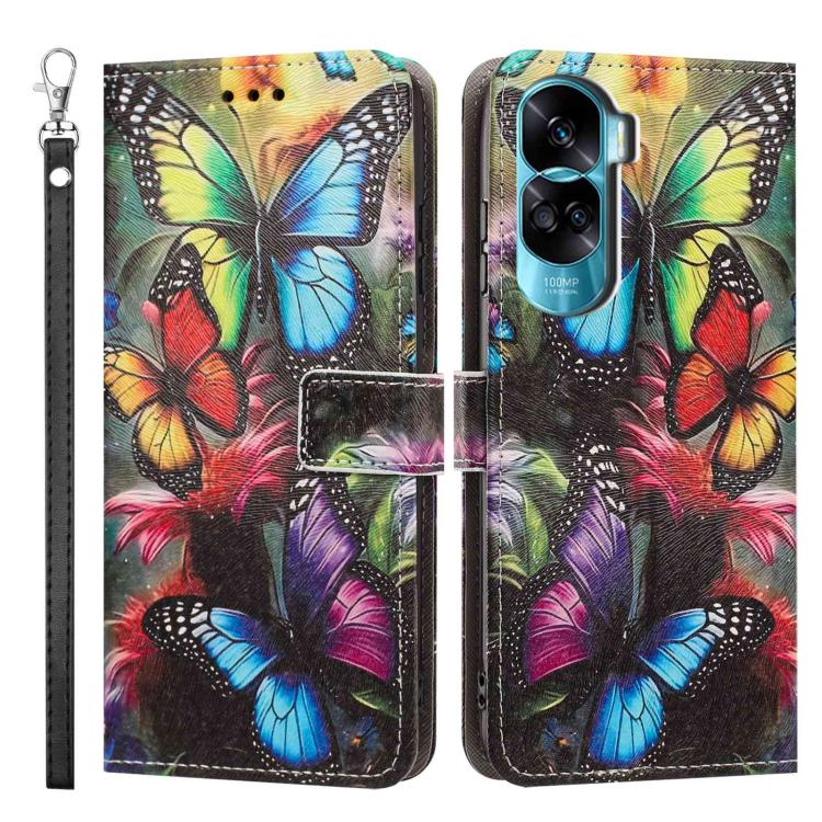 For Honor 90 Lite / X50i Painted Pattern Vegan Leather Phone Case with Strap