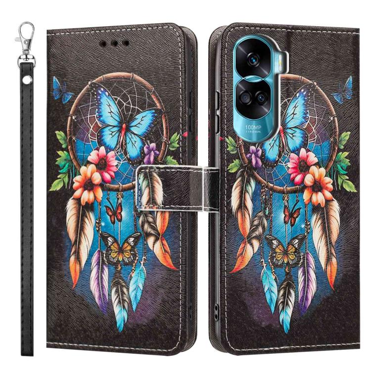 For Honor 90 Lite / X50i Painted Pattern Vegan Leather Phone Case with Strap