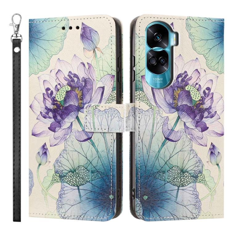 For Honor 90 Lite / X50i Painted Pattern Vegan Leather Phone Case with Strap