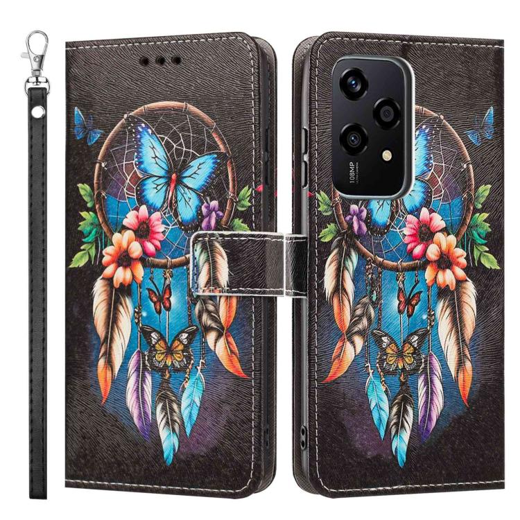 For Honor 200 Lite Global Painted Pattern Vegan Leather Phone Case with Strap