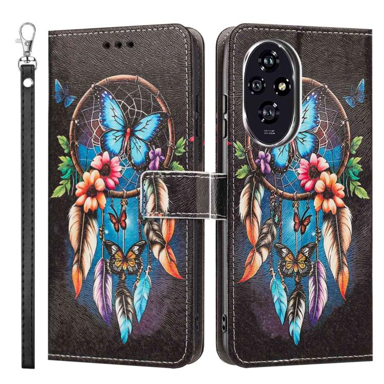 For Honor 200 Pro Painted Pattern Vegan Leather Phone Case with Strap