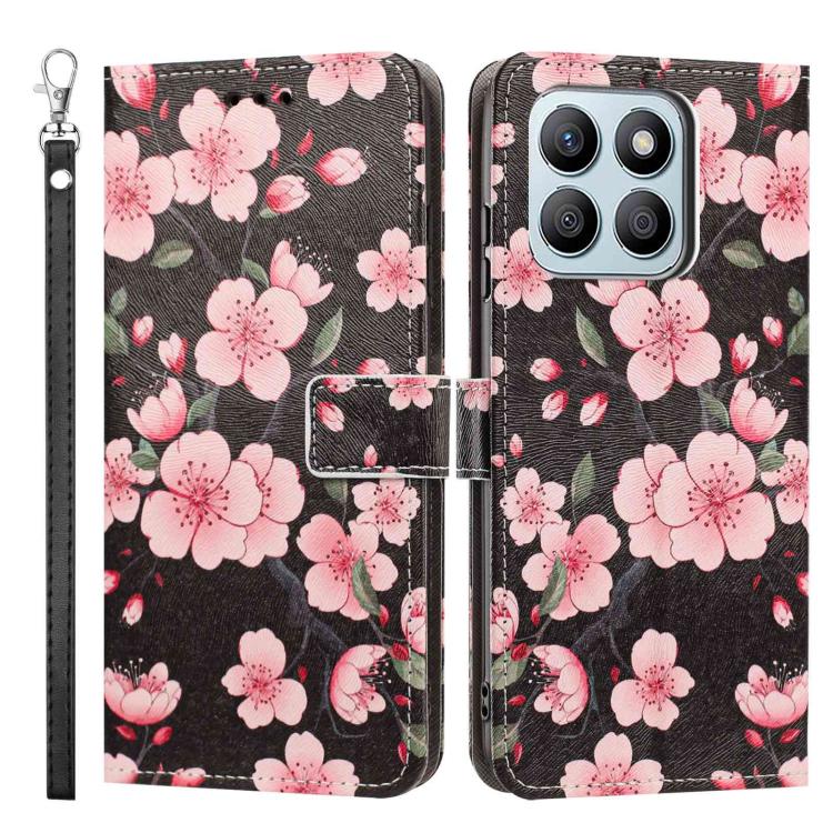 For Honor X8b Painted Pattern Vegan Leather Phone Case with Strap