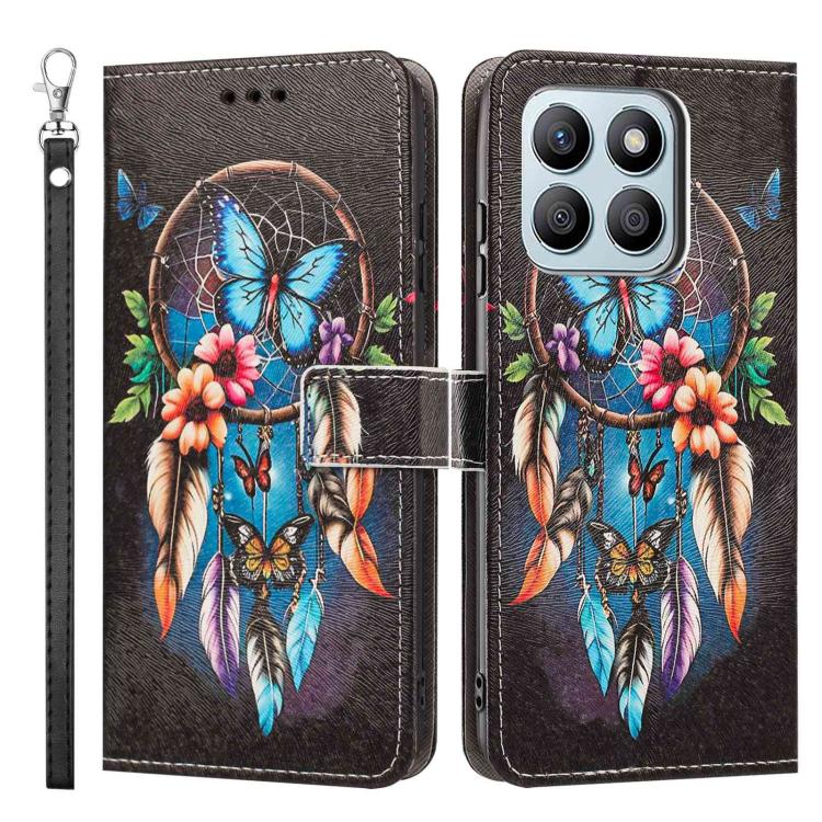 For Honor X8b Painted Pattern Vegan Leather Phone Case with Strap