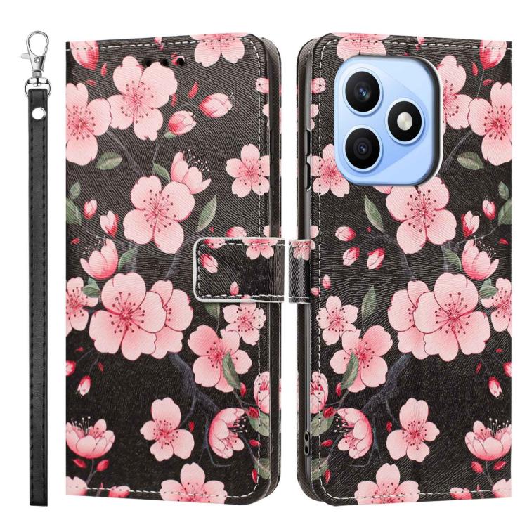 For Honor X8d 4G Painted Pattern Vegan Leather Phone Case with Strap