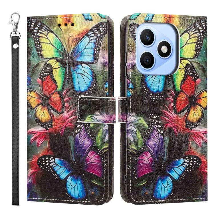 For Honor X8d 4G Painted Pattern Vegan Leather Phone Case with Strap