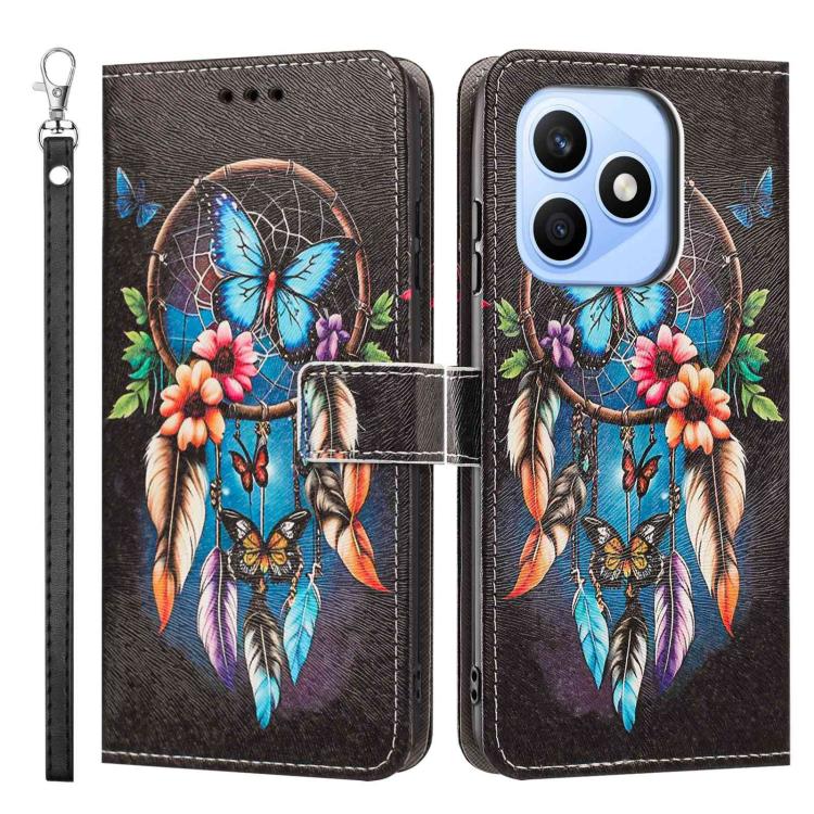For Honor X8d 4G Painted Pattern Vegan Leather Phone Case with Strap