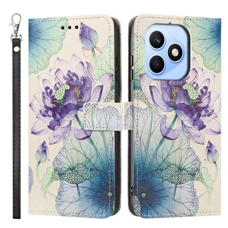For Honor X8d 4G Painted Pattern Vegan Leather Phone Case with Strap