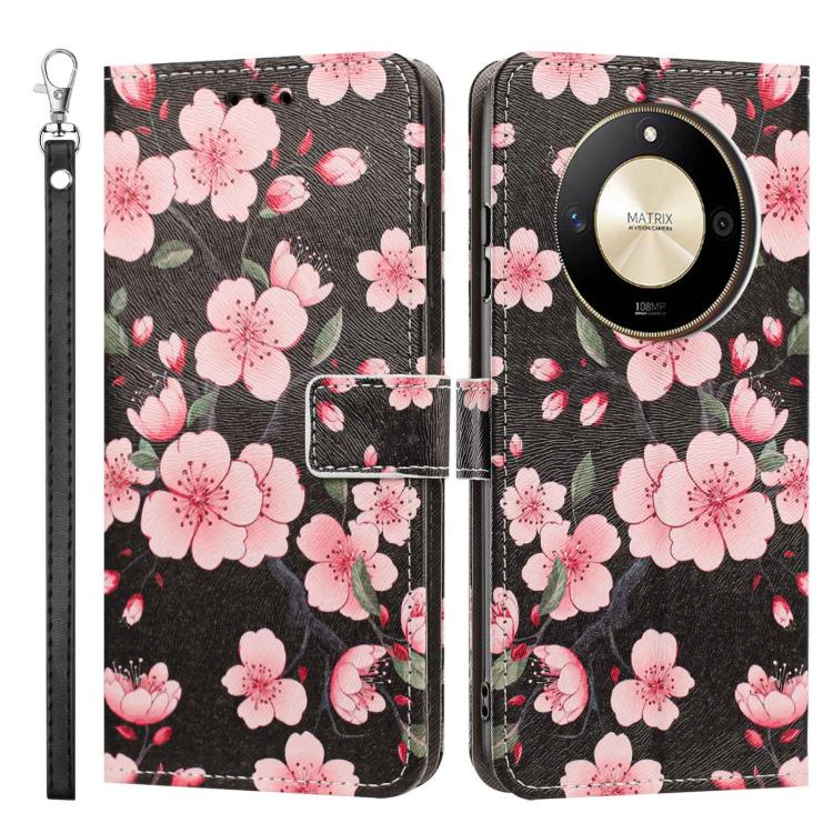 For Honor X50 Painted Pattern Vegan Leather Phone Case with Strap