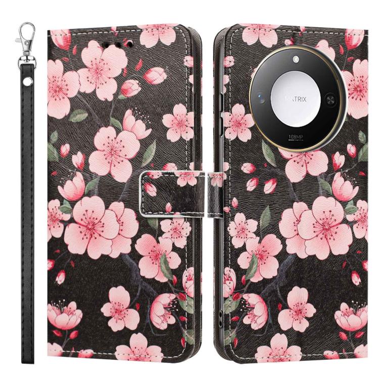 For Honor X60 / X9c Smart Painted Pattern Vegan Leather Phone Case with Strap