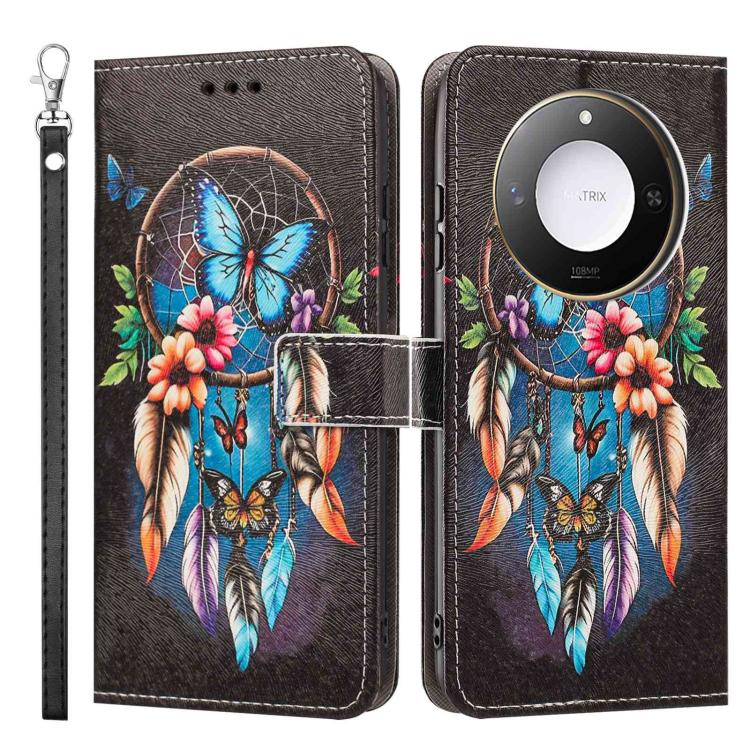 For Honor X60 / X9c Smart Painted Pattern Vegan Leather Phone Case with Strap