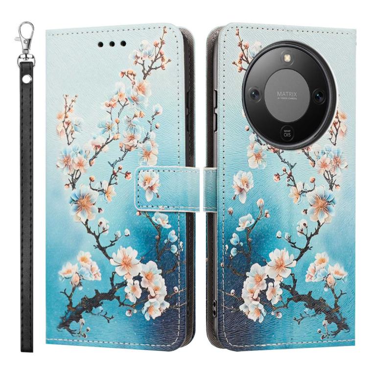 For Honor X70 5G Painted Pattern Vegan Leather Phone Case with Strap