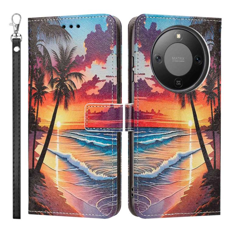 For Honor X70 5G Painted Pattern Vegan Leather Phone Case with Strap