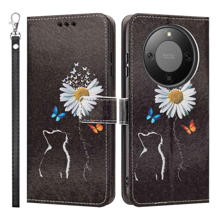 For Honor X70 5G Painted Pattern Vegan Leather Phone Case with Strap
