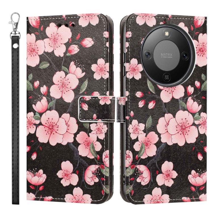 For Honor X70 5G Painted Pattern Vegan Leather Phone Case with Strap