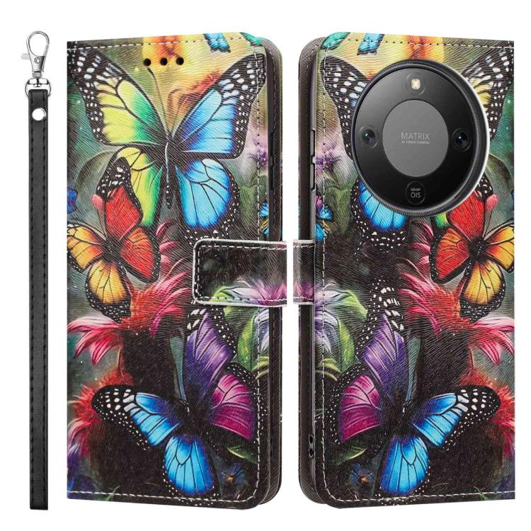 For Honor X70 5G Painted Pattern Vegan Leather Phone Case with Strap
