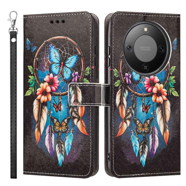 For Honor X70 5G Painted Pattern Vegan Leather Phone Case with Strap