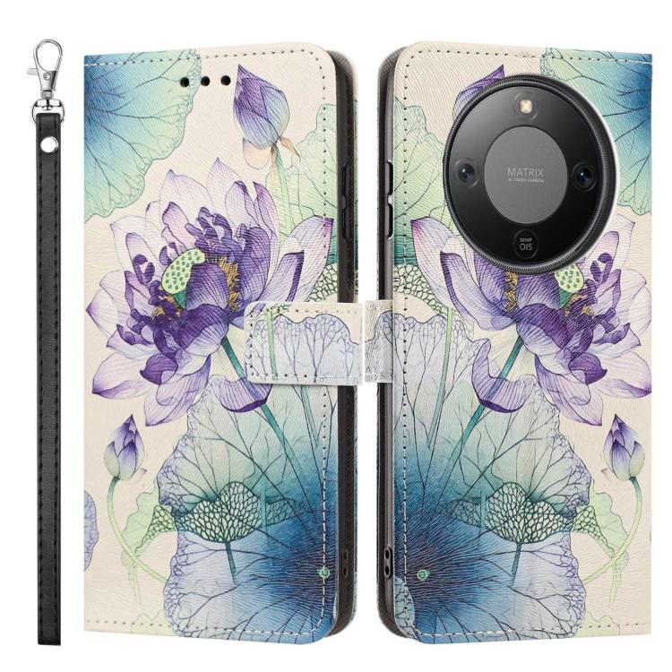 For Honor X70 5G Painted Pattern Vegan Leather Phone Case with Strap