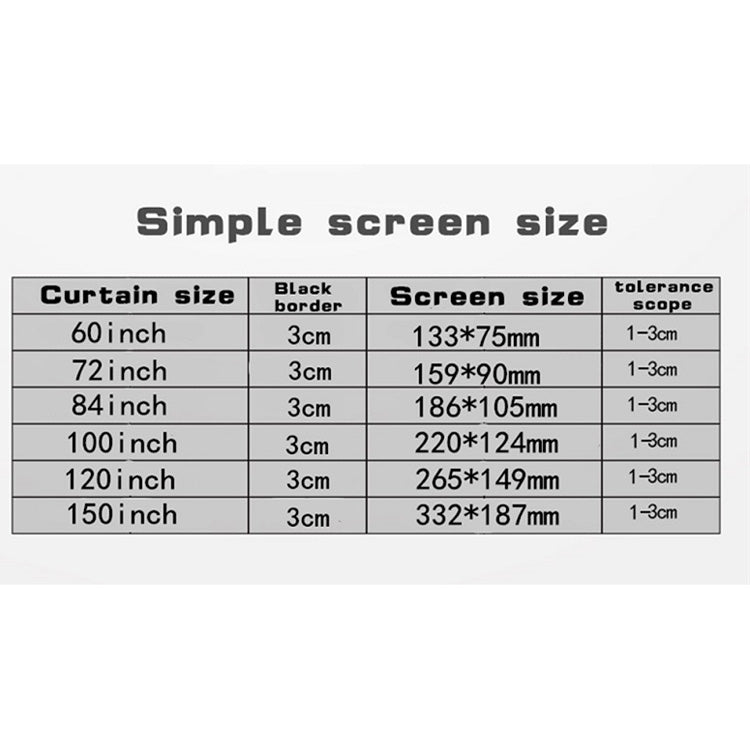 Simple Folding Thin Polyester Projector Film Curtain, Size:60 inch (16:9) Projection Area: 132x75cm