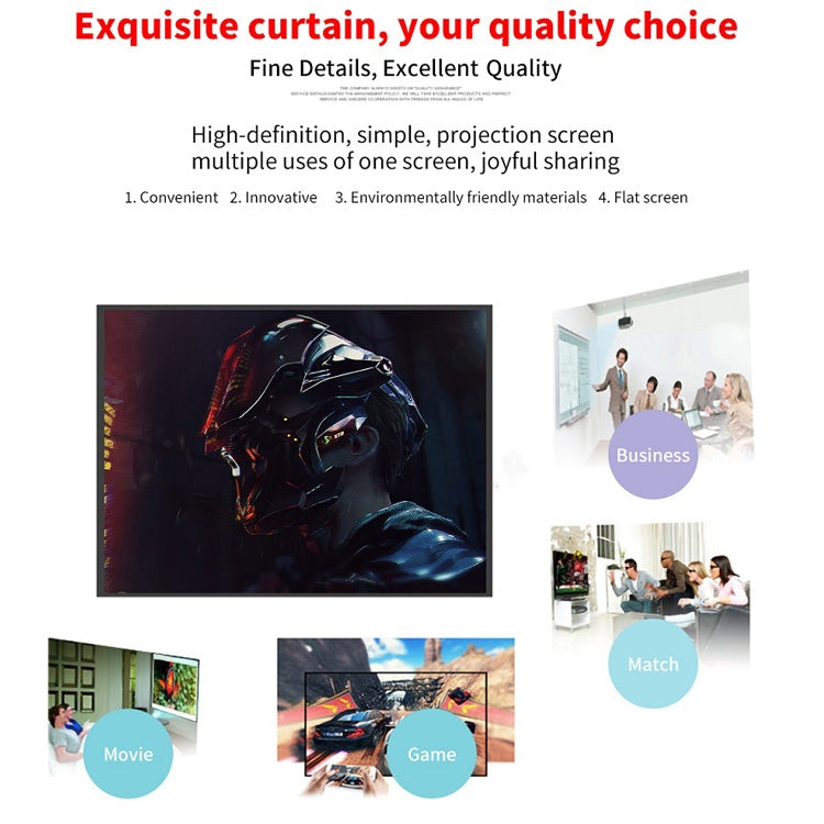 Simple Folding Thin Polyester Projector Film Curtain, Size:100 inch (4:3) Projection Area: 205x148cm