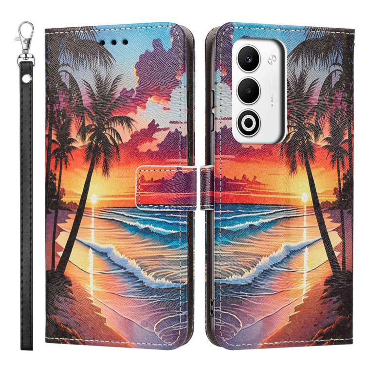 For OPPO A5 5G Global Painted Pattern Vegan Leather Phone Case with Strap