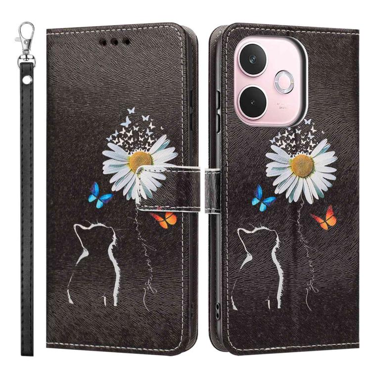 For OPPO A5 Pro 5G/4G Painted Pattern Vegan Leather Phone Case with Strap
