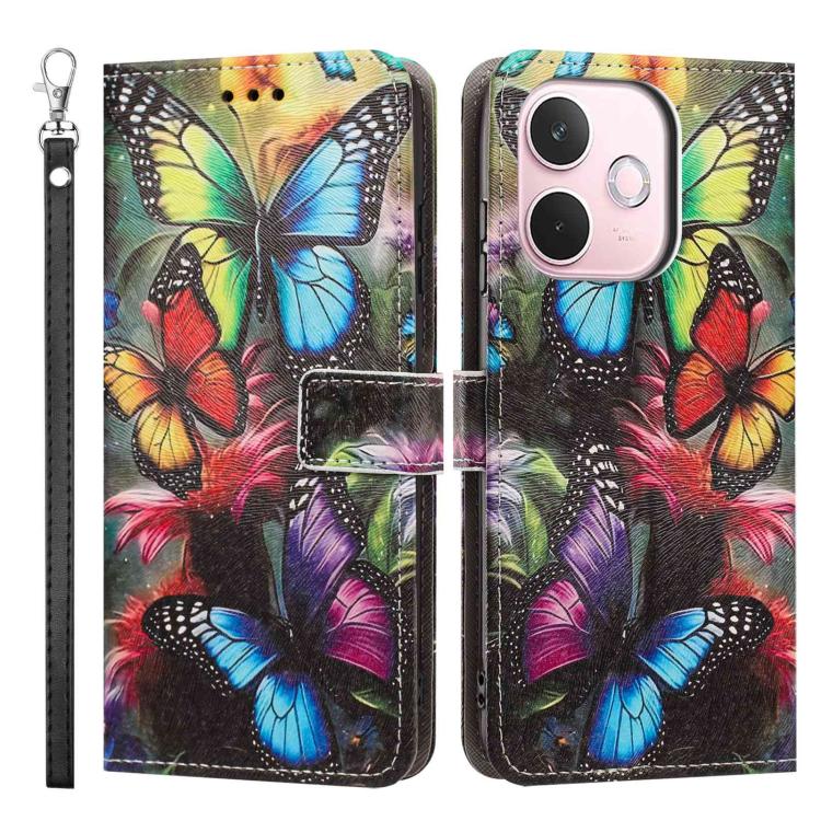 For OPPO A5 Pro 5G/4G Painted Pattern Vegan Leather Phone Case with Strap