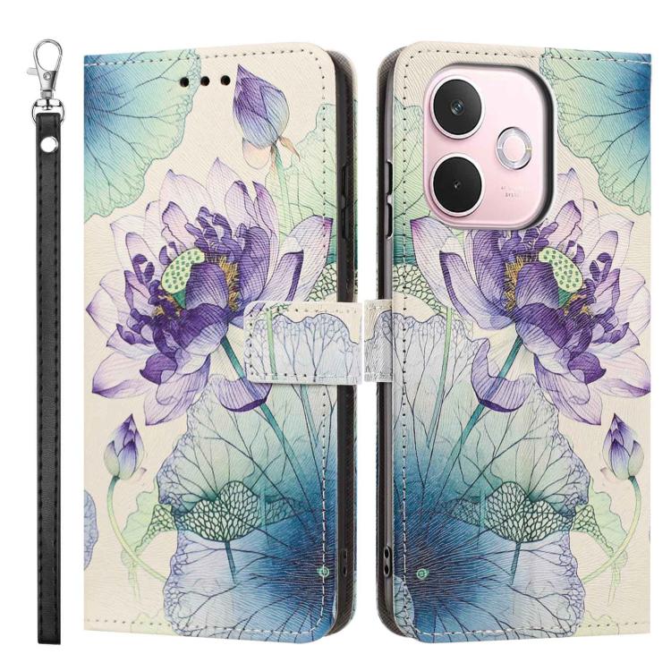 For OPPO A5 Pro 5G/4G Painted Pattern Vegan Leather Phone Case with Strap