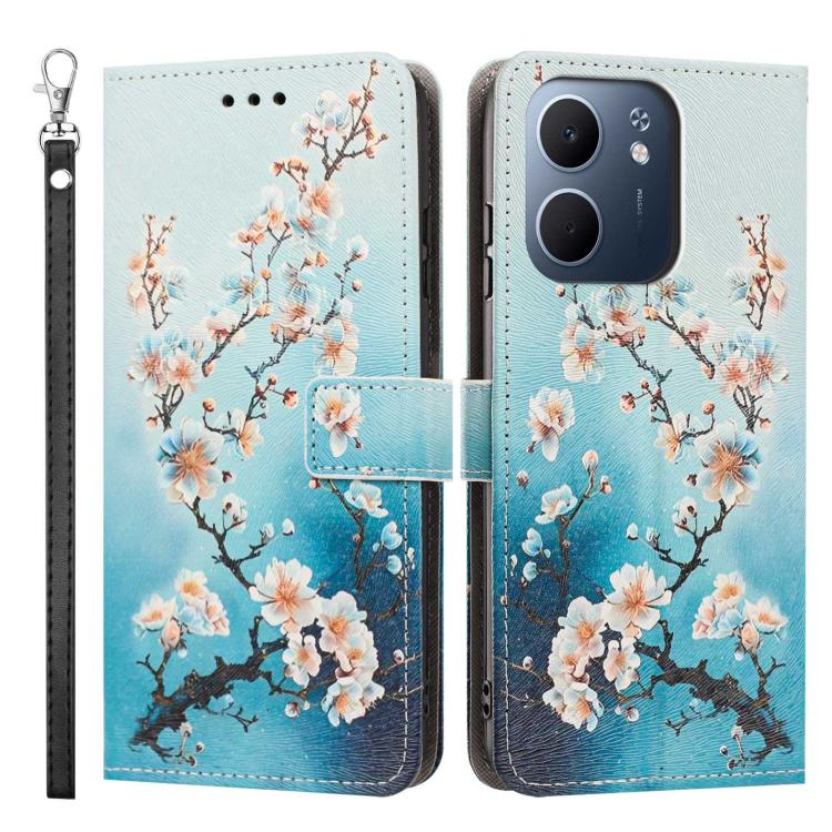 For OPPO A5X Global Painted Pattern Vegan Leather Phone Case with Strap