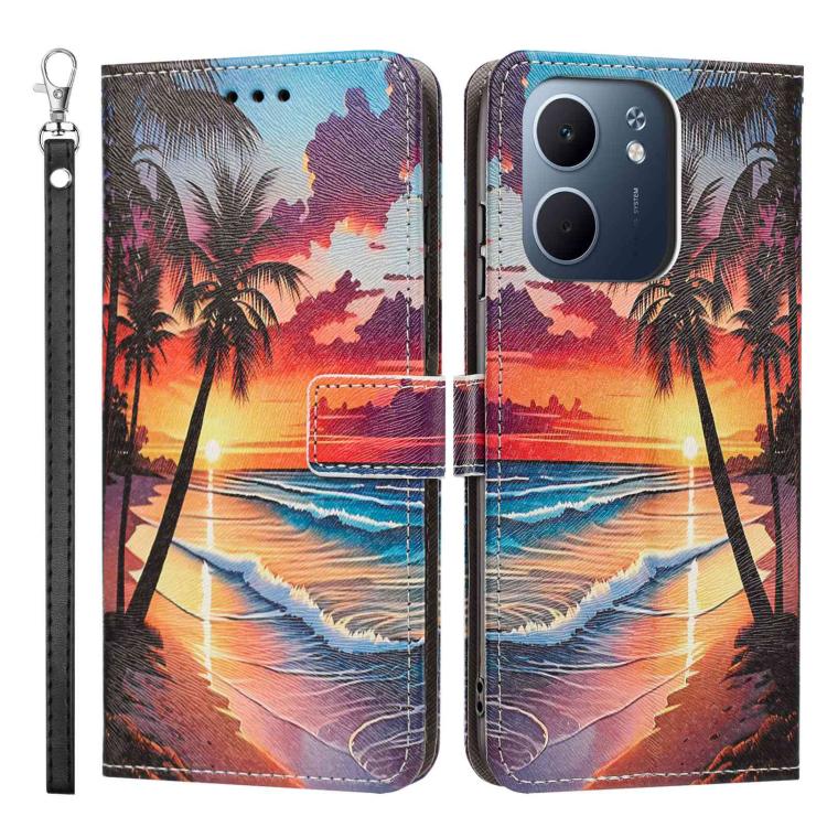 For OPPO A5X Global Painted Pattern Vegan Leather Phone Case with Strap