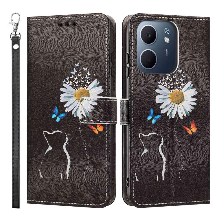 For OPPO A5X Global Painted Pattern Vegan Leather Phone Case with Strap