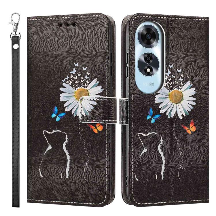 For OPPO A60 4G Global Painted Pattern Vegan Leather Phone Case with Strap