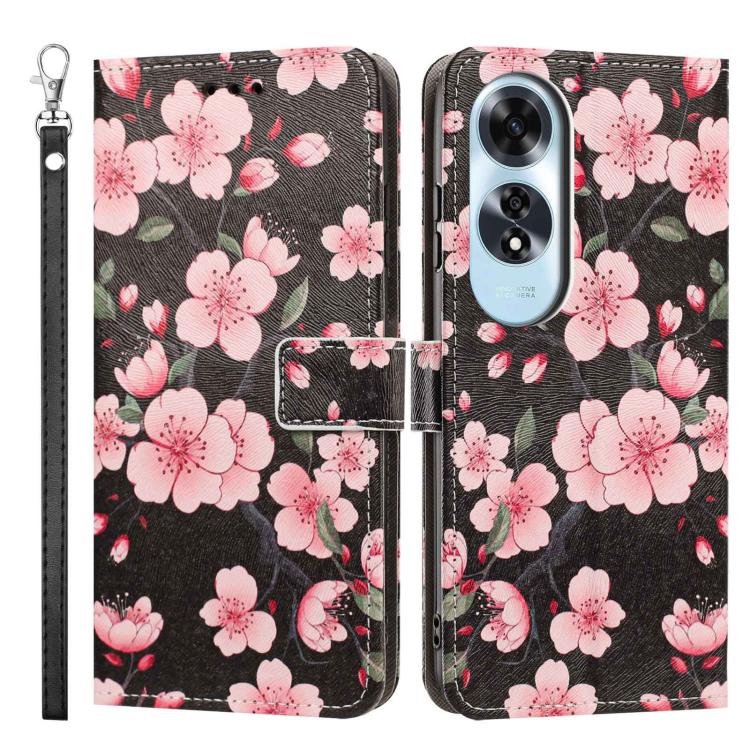 For OPPO A60 4G Global Painted Pattern Vegan Leather Phone Case with Strap