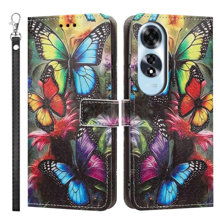 For OPPO A60 4G Global Painted Pattern Vegan Leather Phone Case with Strap