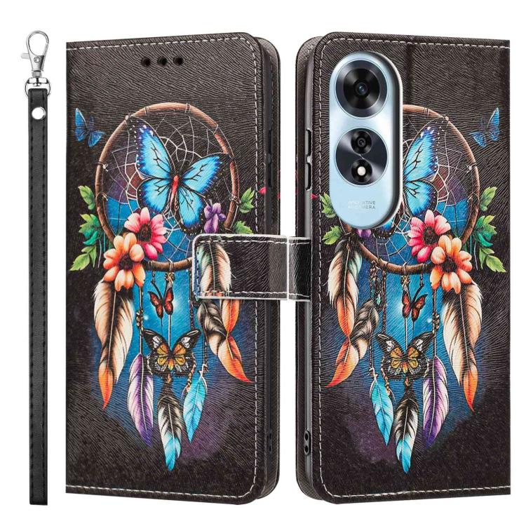 For OPPO A60 4G Global Painted Pattern Vegan Leather Phone Case with Strap
