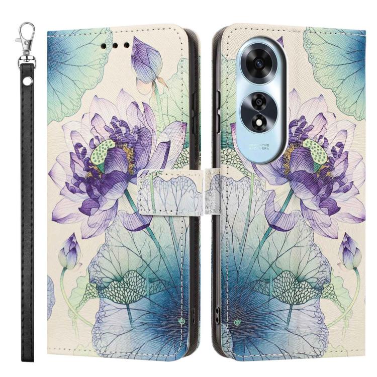 For OPPO A60 4G Global Painted Pattern Vegan Leather Phone Case with Strap