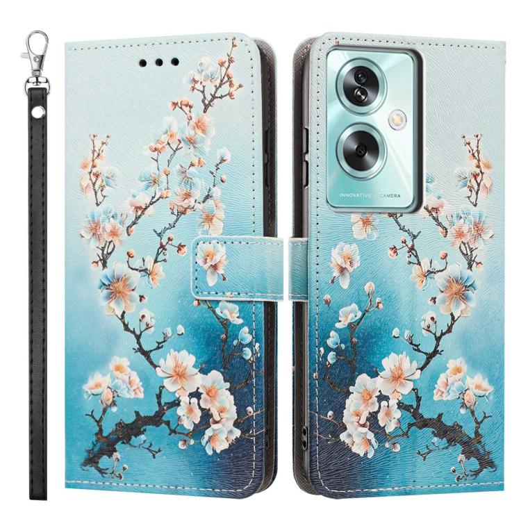 For OPPO A79 5G Global Painted Pattern Vegan Leather Phone Case with Strap