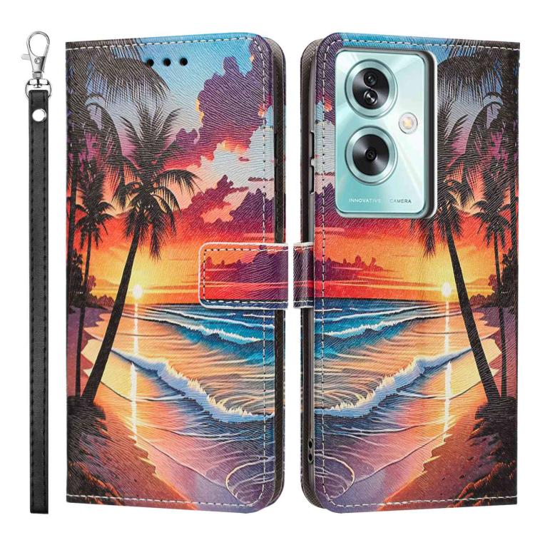 For OPPO A79 5G Global Painted Pattern Vegan Leather Phone Case with Strap