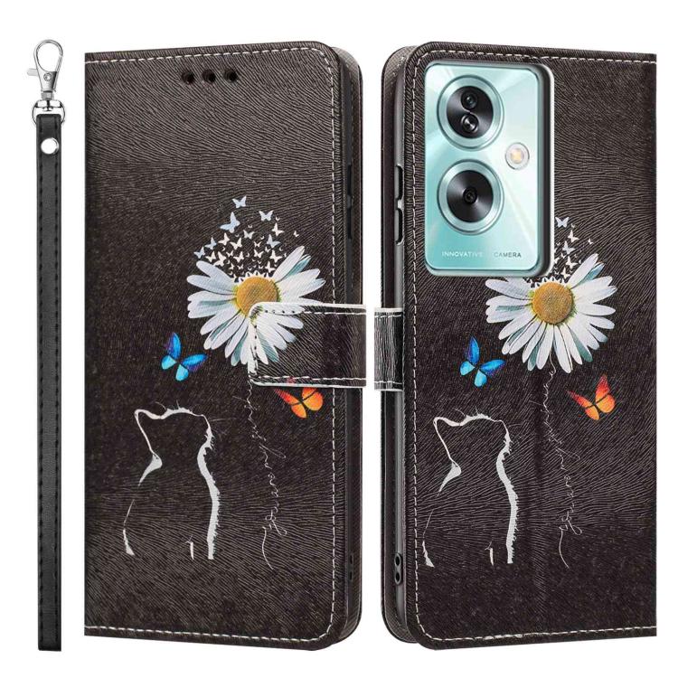 For OPPO A79 5G Global Painted Pattern Vegan Leather Phone Case with Strap