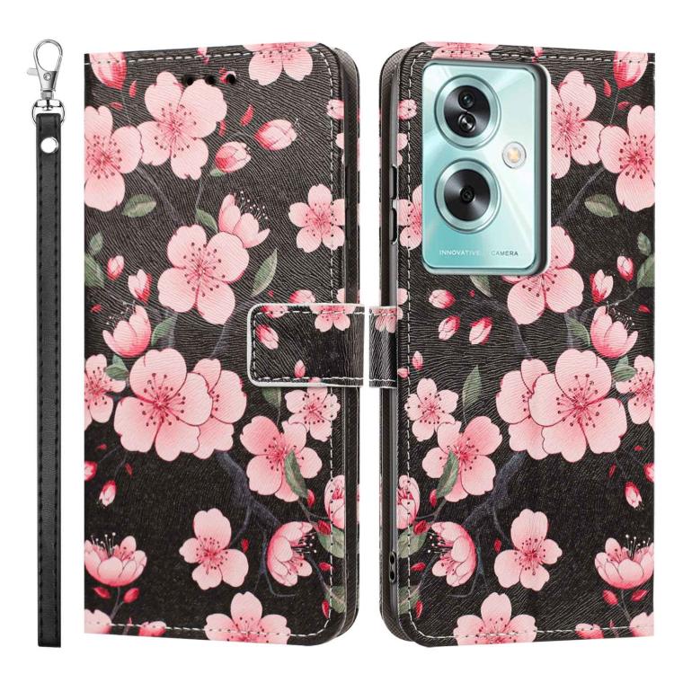 For OPPO A79 5G Global Painted Pattern Vegan Leather Phone Case with Strap
