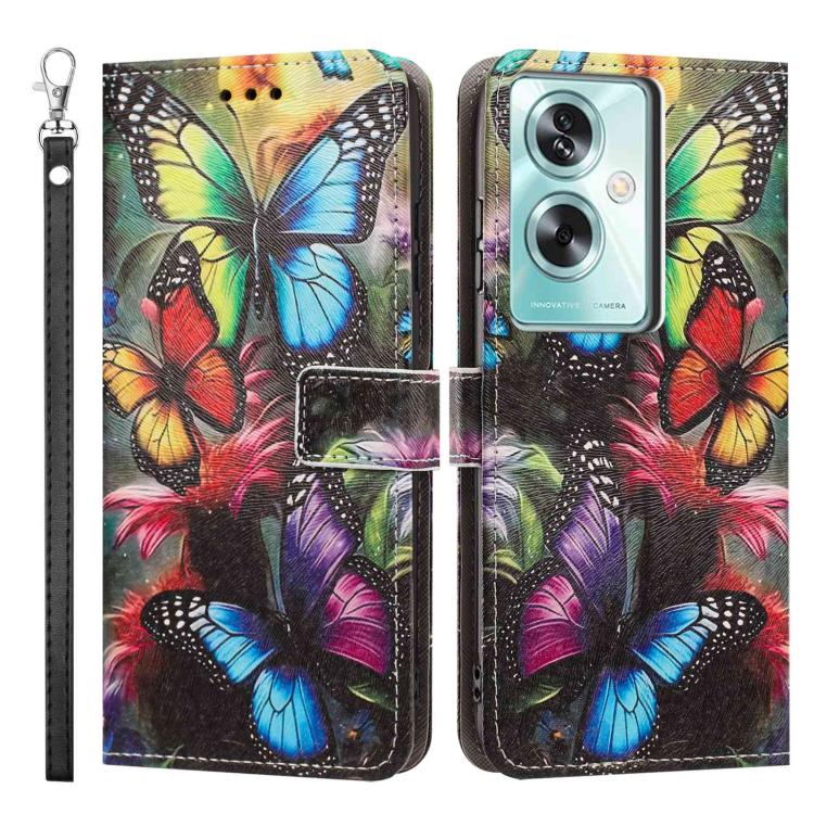 For OPPO A79 5G Global Painted Pattern Vegan Leather Phone Case with Strap