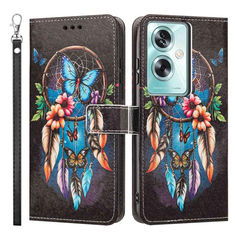 For OPPO A79 5G Global Painted Pattern Vegan Leather Phone Case with Strap