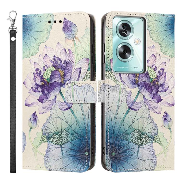 For OPPO A79 5G Global Painted Pattern Vegan Leather Phone Case with Strap